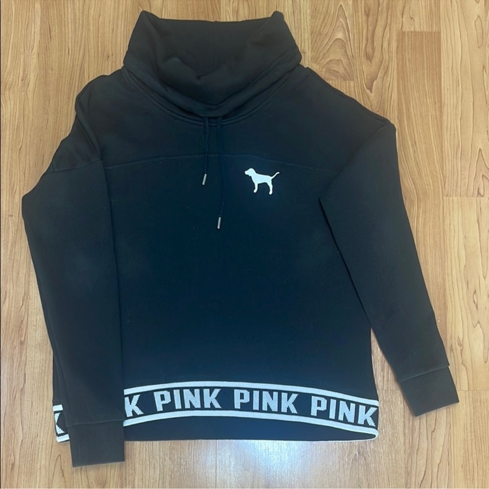 Victoria's Secret PINK Black Hoodie with Branded Band